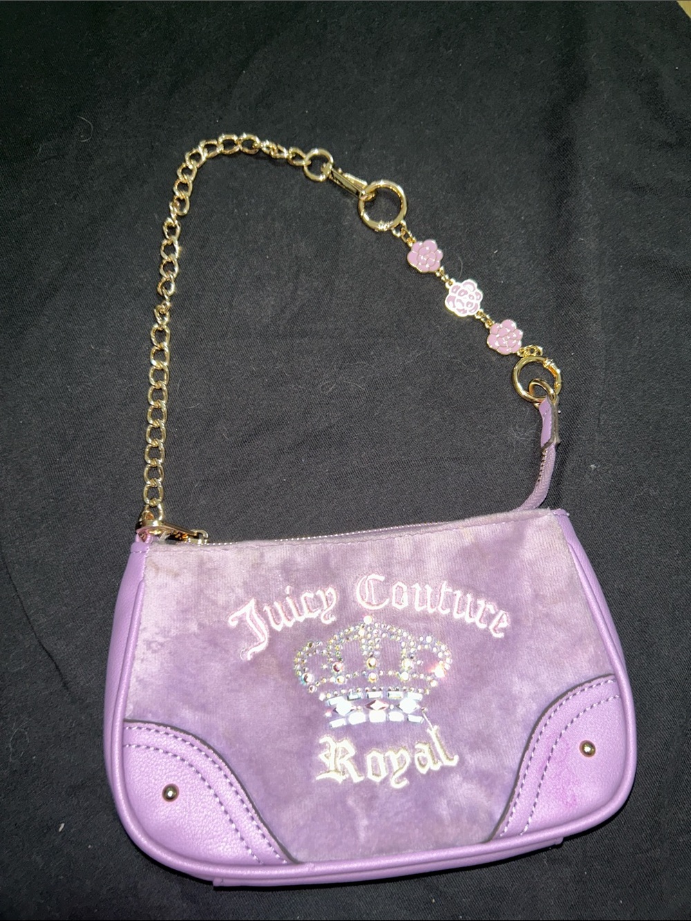 Juicy Couture Lavender Velvet Royal Wristlet with Gold Chain